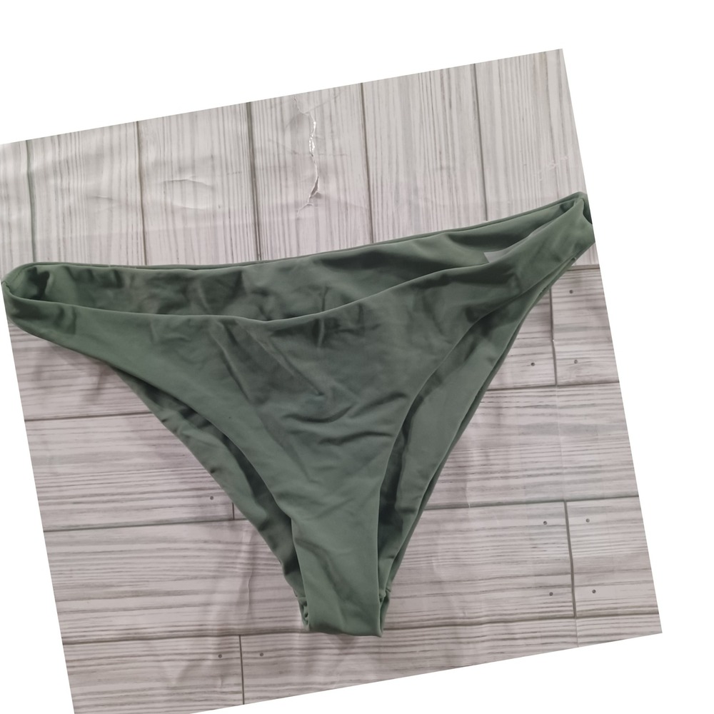 Womens Sage Green High Cut Bikini Bottoms Solid Cheeky Swim Size S